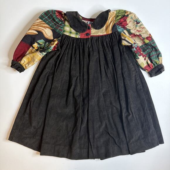 PAMELA KLINE TRADITIONS Other - Vintage Traditions Pamela Kline Girls Dress Size 3T Corduroy Floral Cottagecore